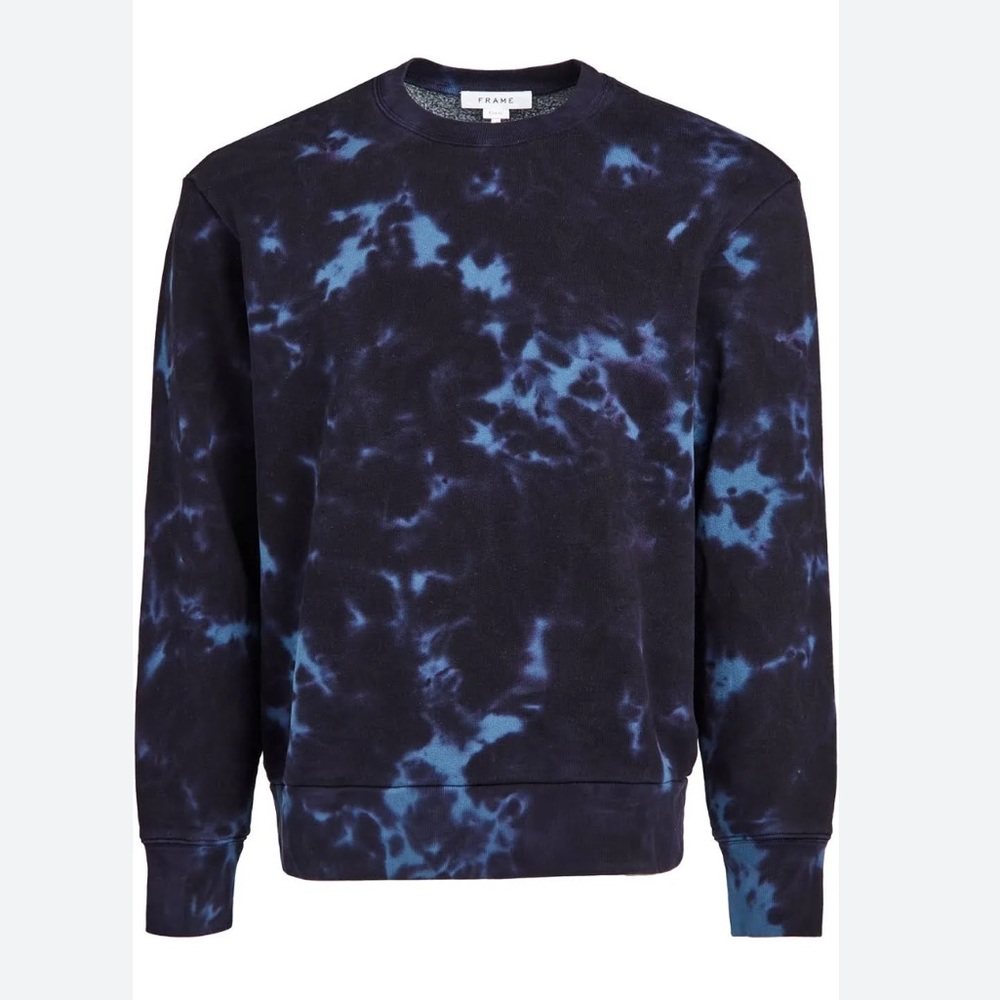 Frame Denim Blue Tie-Dye Crew Neck Sweater